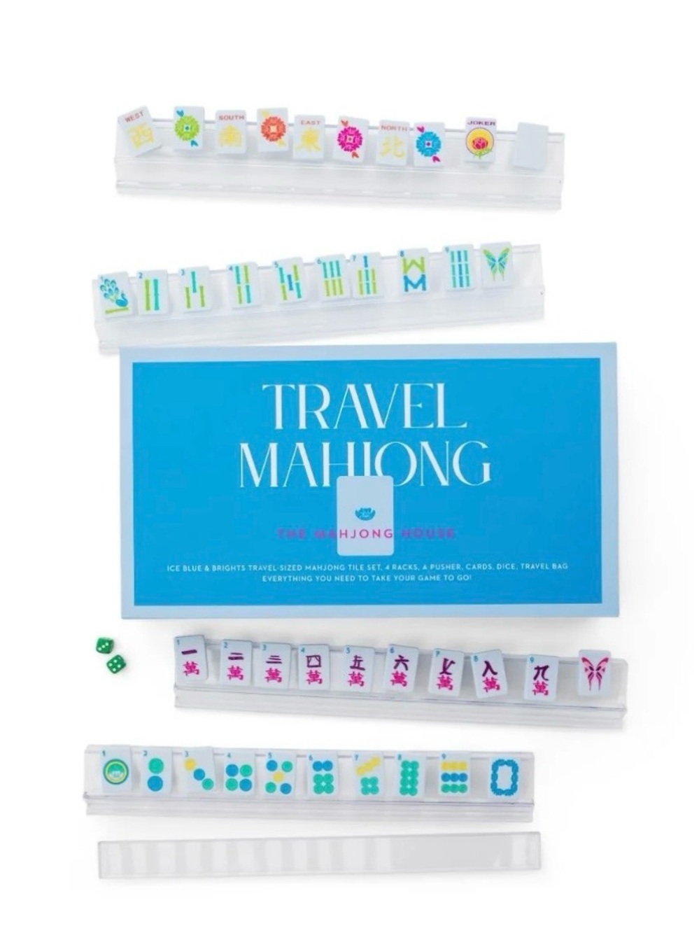 The Mahjong House Ice Blue and Brights Travel Mahjong set